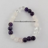 Rose Amethyst Crystal Quartz 3 X 3 Round Beads Bracelet